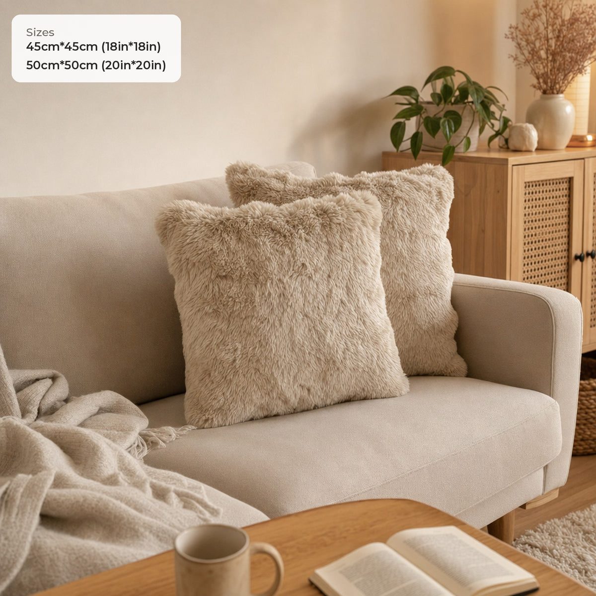 Verdelisse Faux Fur Throw Pillow Cover dimensions: 45cm*45cm (18in*18in), 50cm*50cm (20in*20in)