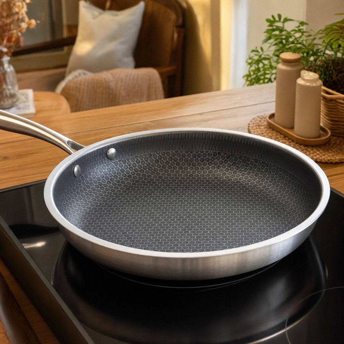 Verdelisse Stainless Steel Frying Pan on an induction hob