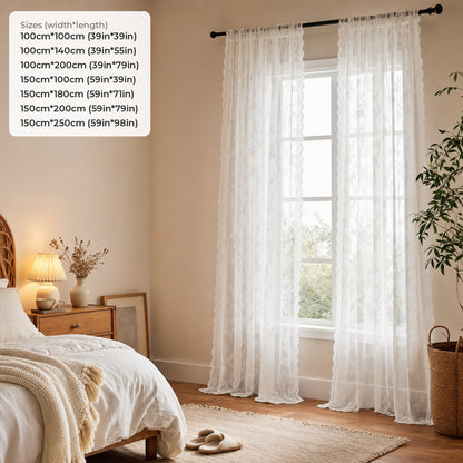 Verdelisse Vintage Floral Lace Sheer Curtain dimensions: 100cm or 150cm wide, 100cm to 250cm long (39in or 59in wide, 39in to 98in long)