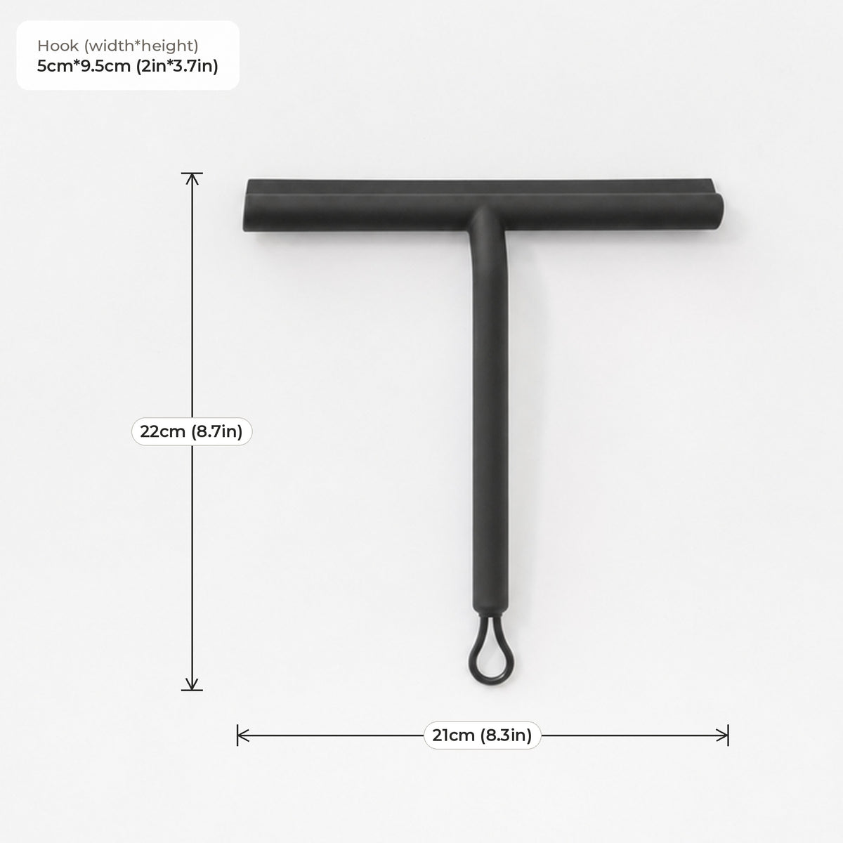 Verdelisse Silicone Shower Squeegee dimensions: 21cm*22cm (8.3in*8.7in), hook 5cm*9.5cm (2in*3.7in)