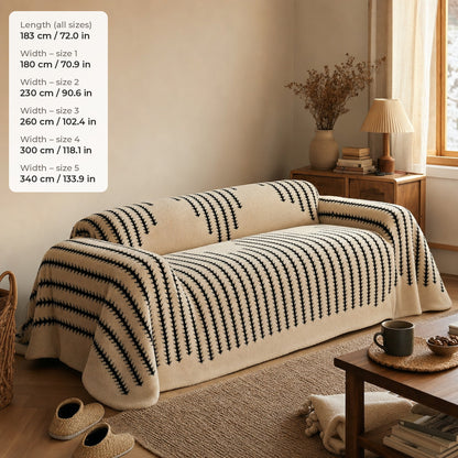 Verdelisse Stripes Sofa Cover dimensions: 183 cm / 72 in long, widths 180, 230, 260, 300 and 340 cm