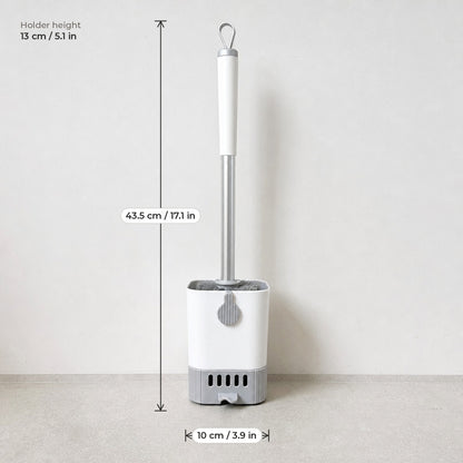 Verdelisse toilet brush kit dimensions: 43.5 cm / 17.1 in high, holder 13 x 10 cm / 5.1 x 3.9 in