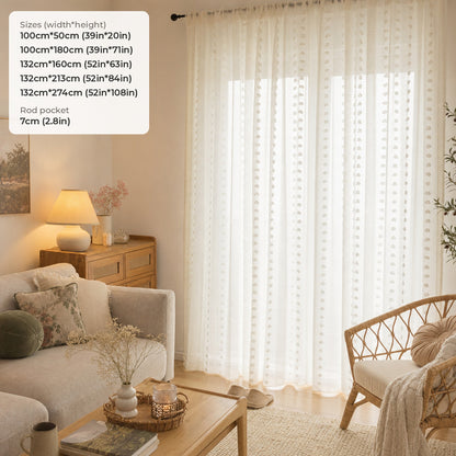 Verdelisse White Sheer Curtain dimensions: 100cm*50cm, 100cm*180cm, 132cm*160cm, 132cm*213cm, 132cm*274cm; rod pocket 7cm
